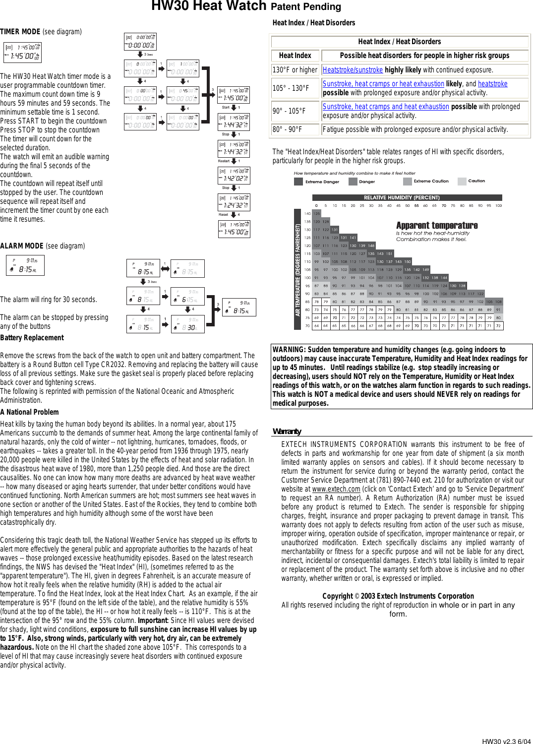 Page 2 of 2 - Extech-Instruments Extech-Instruments-Hw30-Users-Manual HW30 Heat Watch Vendor Version