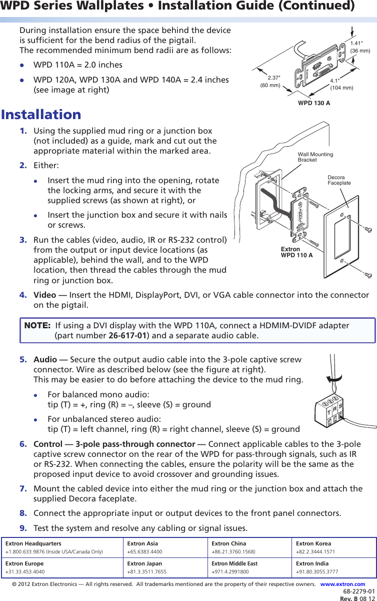 Page 2 of 2 - Extron-Electronic Extron-Electronic-Extron-Electronics-Stereo-Receiver-Wpd-110-A-Users-Manual- Extron WPD Series Wallplates Installation Guide  Extron-electronic-extron-electronics-stereo-receiver-wpd-110-a-users-manual
