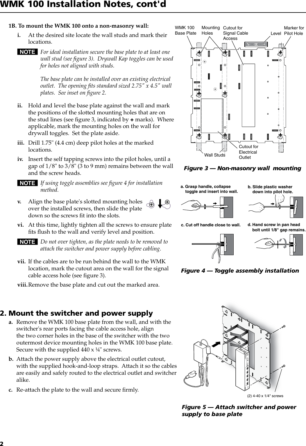 Page 2 of 4 - Extron-Electronic Extron-Electronic-Extron-Electronics-Tv-Mount-Wmk-100-Users-Manual- WMK 100 Installation Notes  Extron-electronic-extron-electronics-tv-mount-wmk-100-users-manual