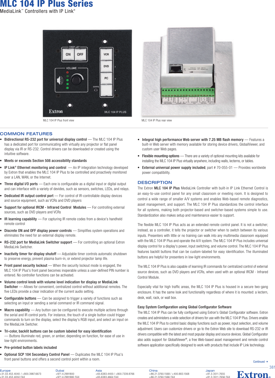 Page 1 of 4 - Extron-Electronic Extron-Electronic-Medialink-Controllers-With-Ip-Link-Mlc-104-Ip-Plus-Users-Manual-  Extron-electronic-medialink-controllers-with-ip-link-mlc-104-ip-plus-users-manual