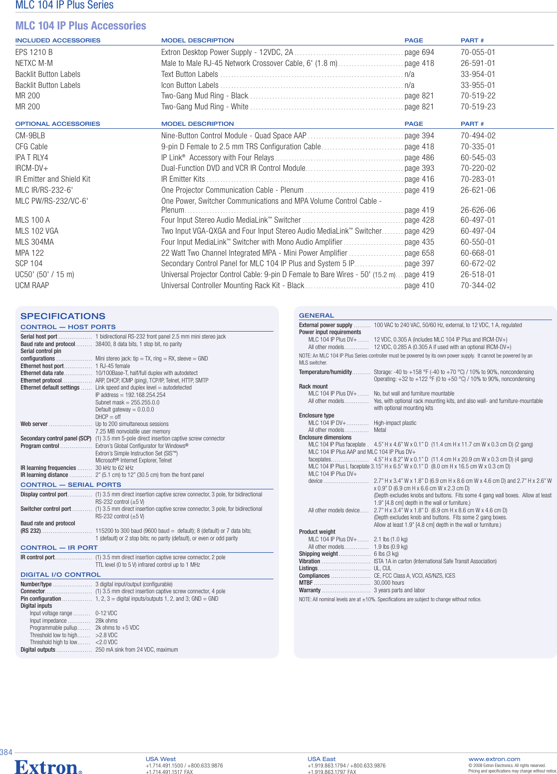 Page 4 of 4 - Extron-Electronic Extron-Electronic-Medialink-Controllers-With-Ip-Link-Mlc-104-Ip-Plus-Users-Manual-  Extron-electronic-medialink-controllers-with-ip-link-mlc-104-ip-plus-users-manual