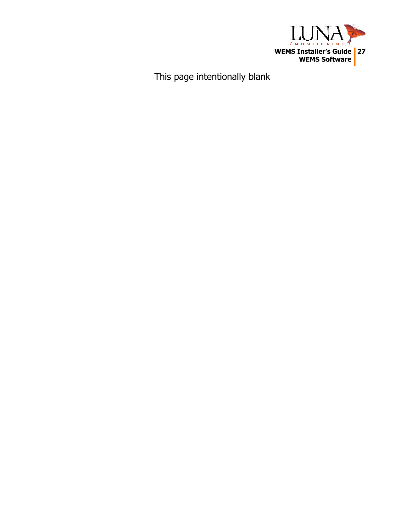   WEMS Installer’s Guide  27  WEMS Software  This page intentionally blank 