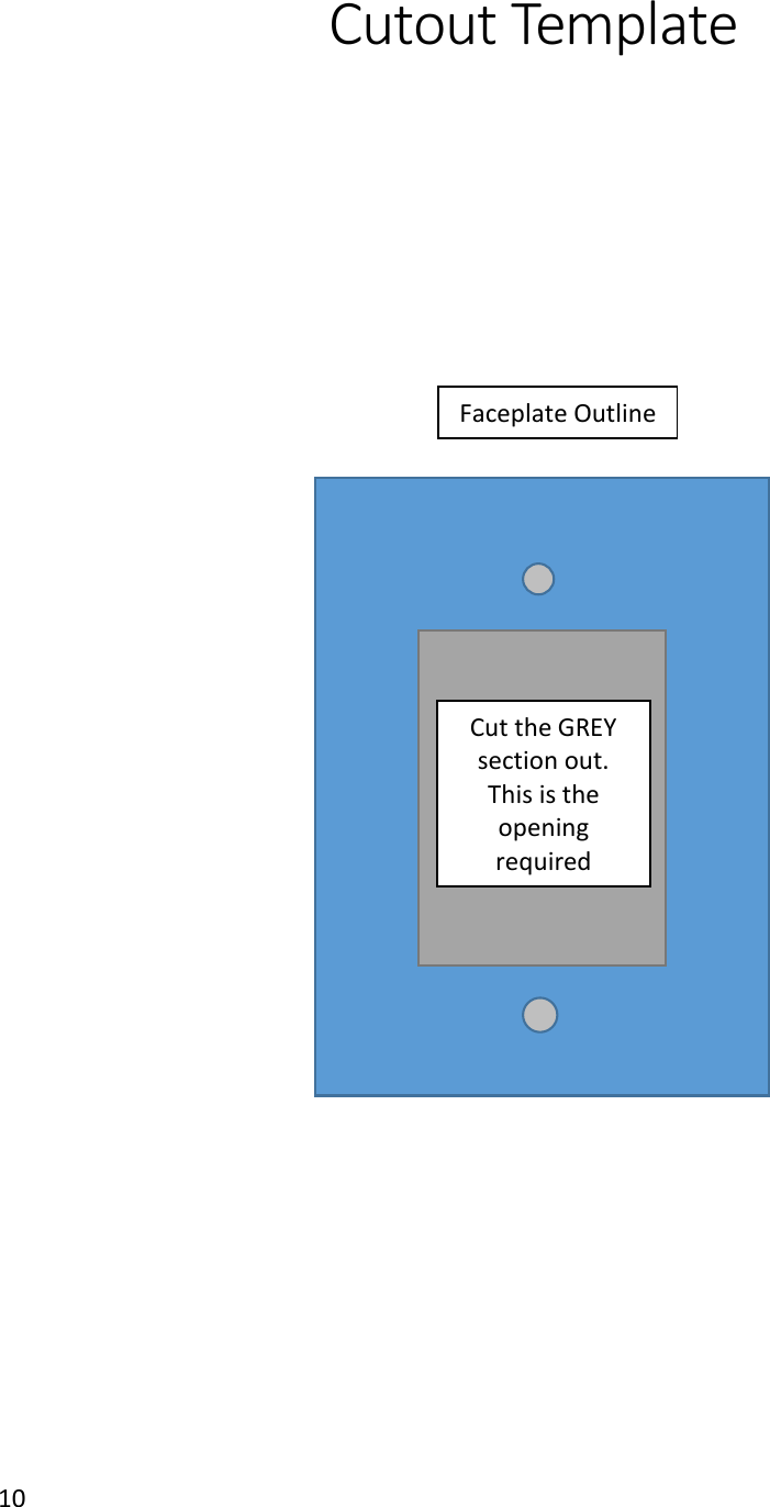 10  Cutout Template   Faceplate Outline Cut the GREY section out.  This is the opening required 