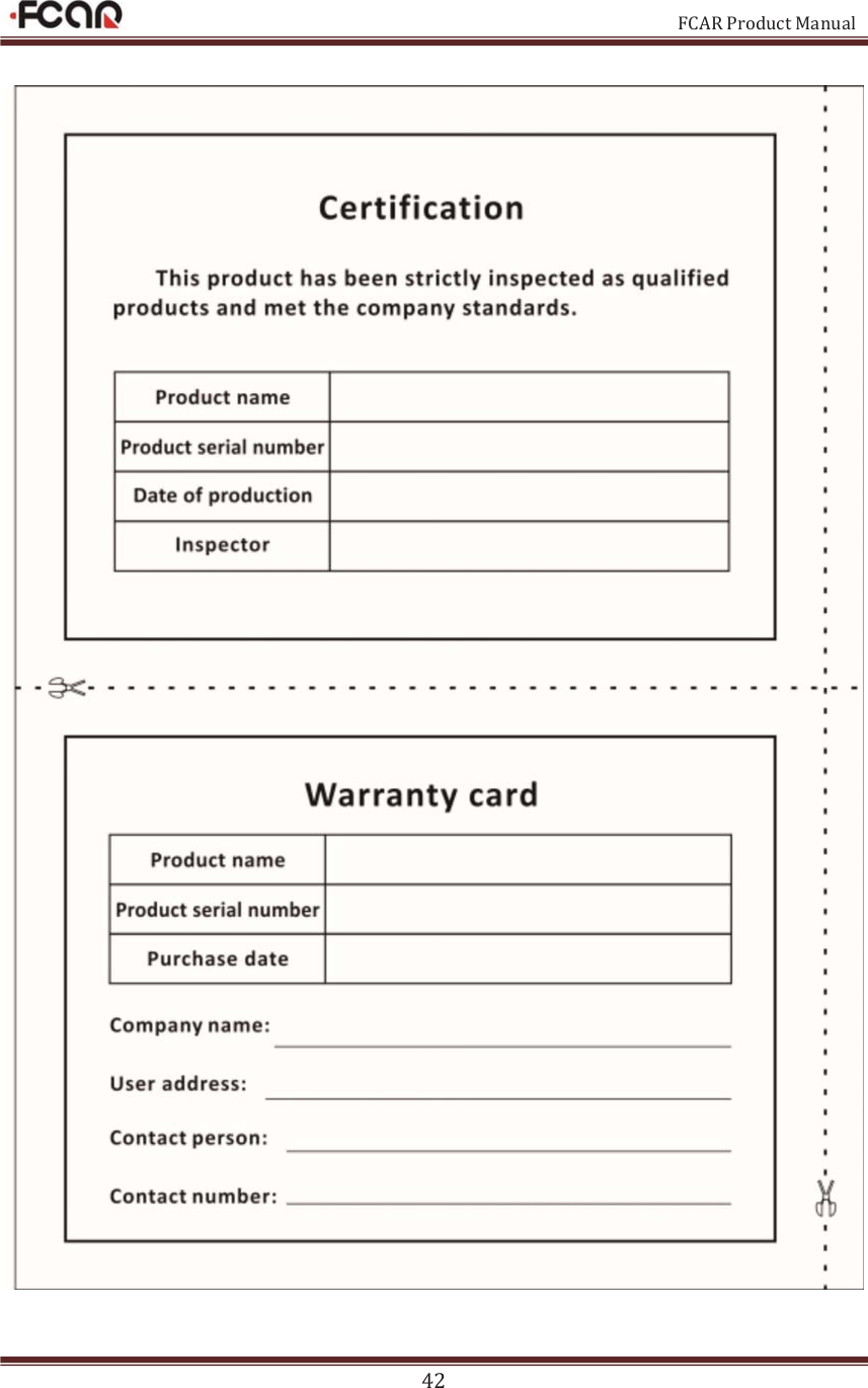                                                           FCAR Product Manual 42   