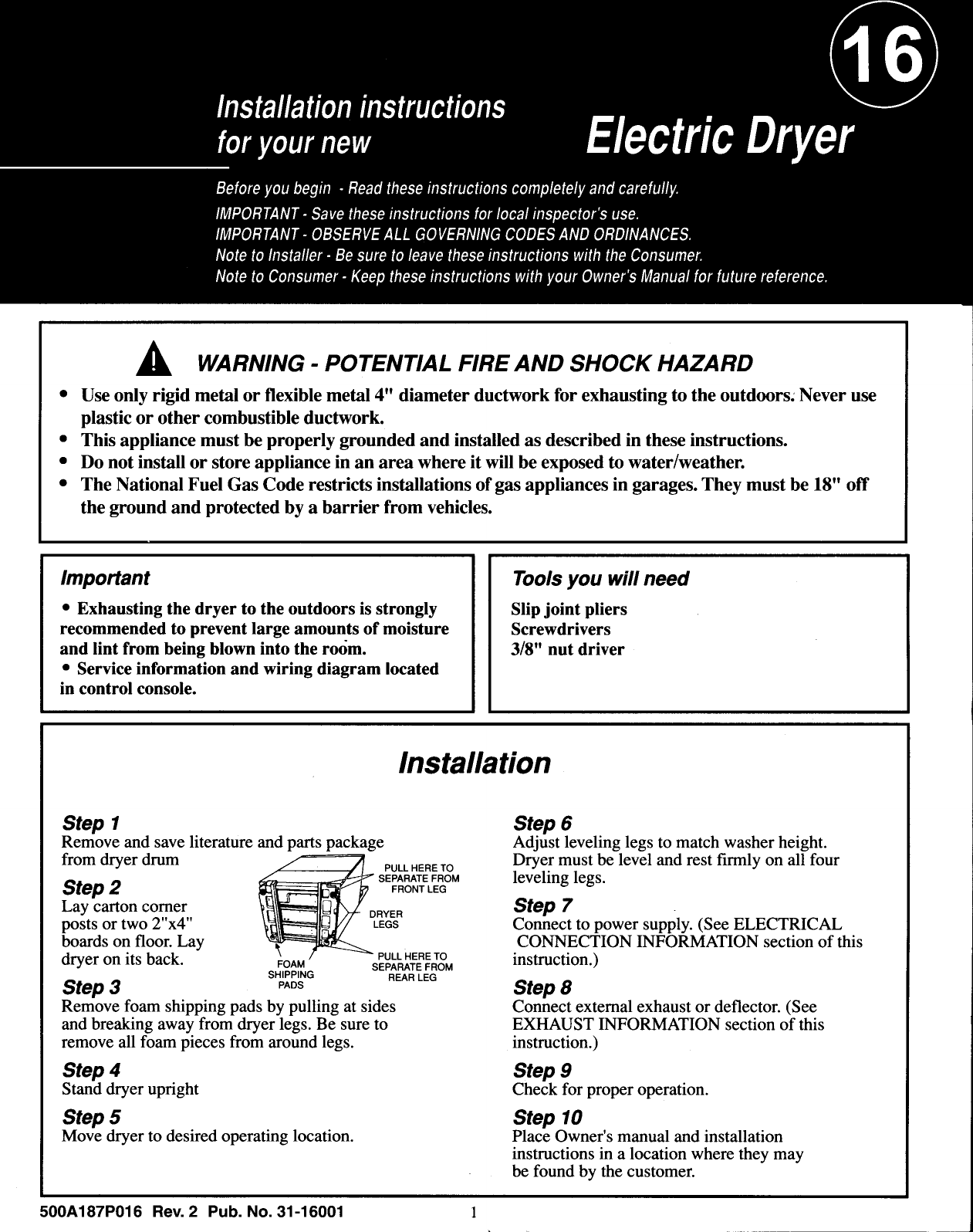 Page 1 of 5 - FISHERPAYKEL  Residential Dryer Manual L0812252