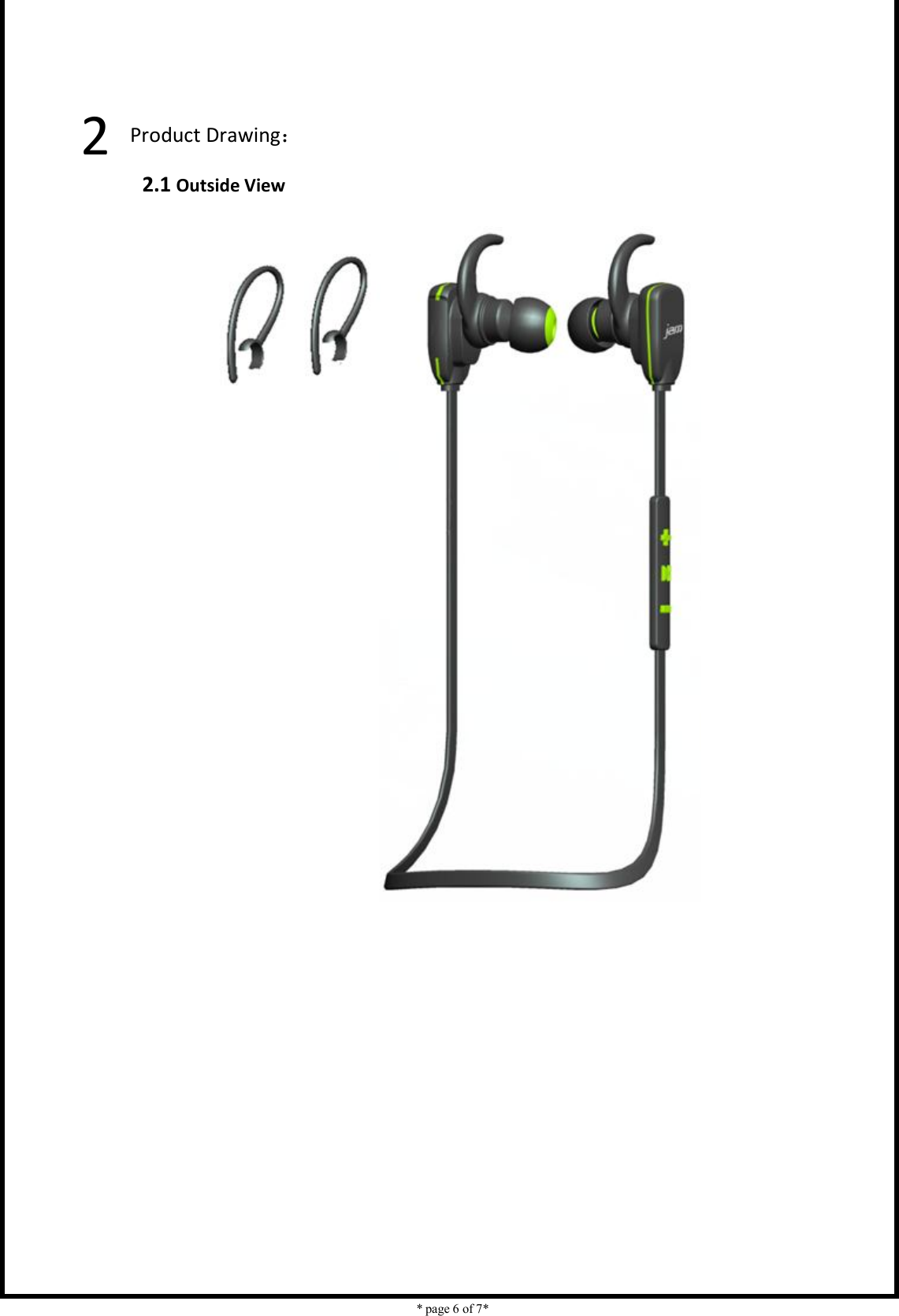    * page 6 of 7*                             2 Product Drawing： 2.1 Outside View                