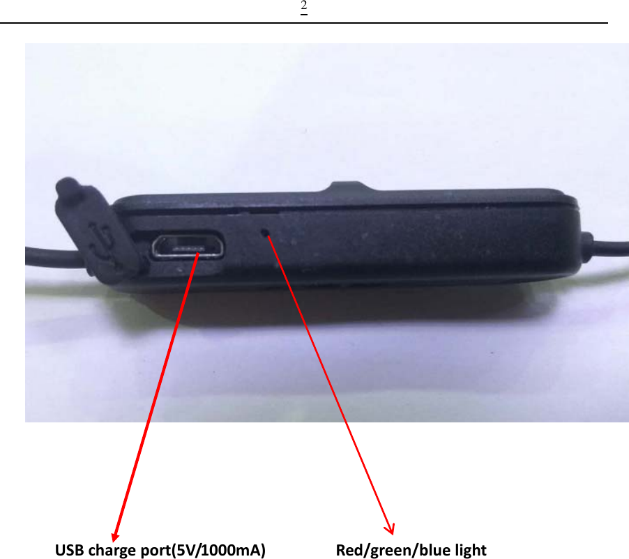  2    USBchargeport(5V/1000mA)Red/green/bluelight     