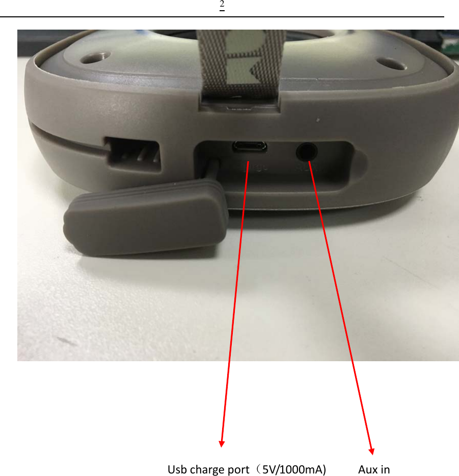  2Usbchargeport（5V/1000mA)Auxin