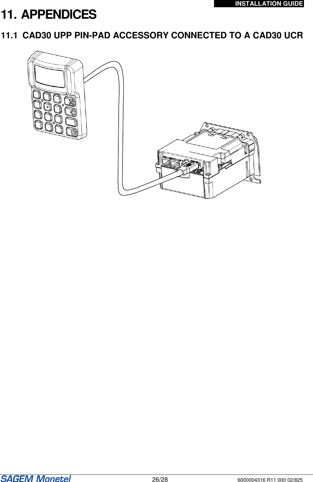 INSTALLATION GUIDE   26/28 6000004316 R11 000 02/825 11. APPENDICES   11.1  CAD30 UPP PIN-PAD ACCESSORY CONNECTED TO A CAD30 UCR     