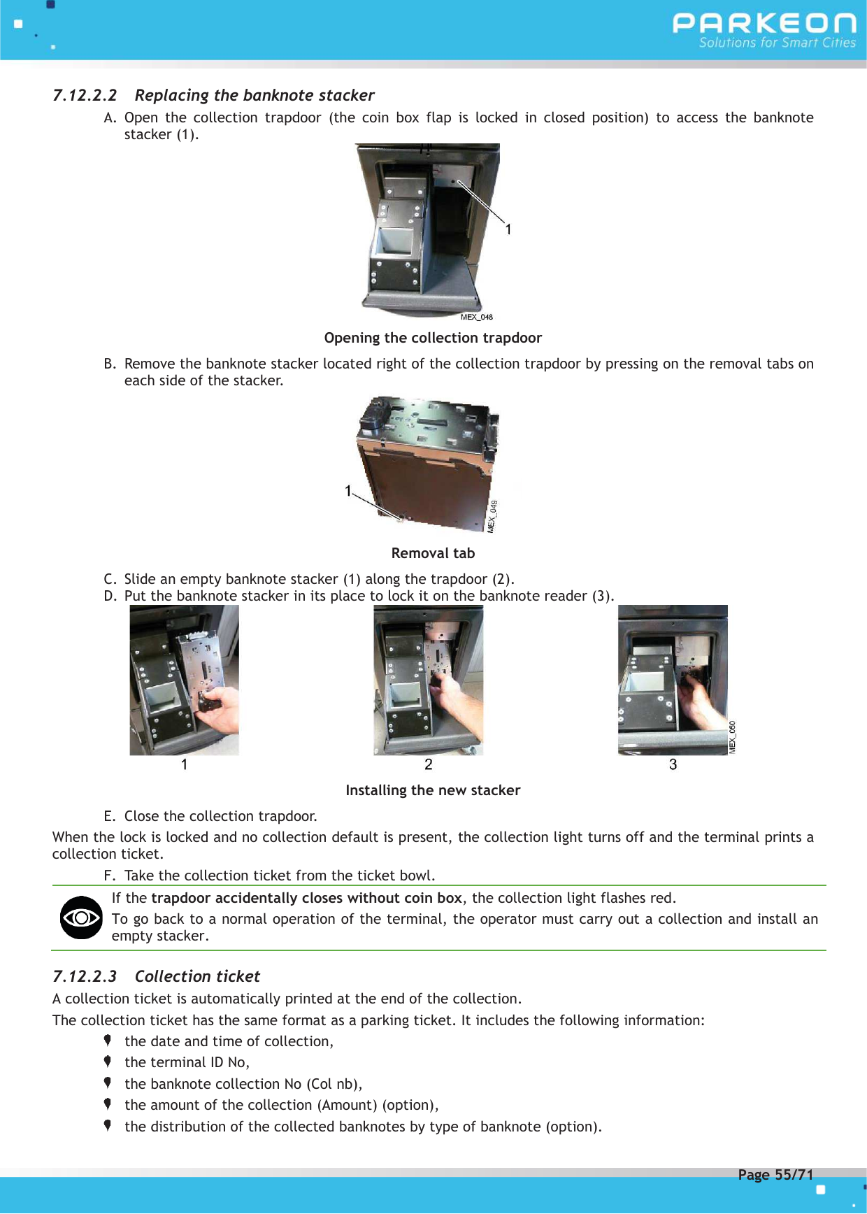 Page 55 of FLOWBIRD SDA-STRADAPAL Pay and display machine with RFID reader User Manual 504022254 1 MEX StradaPAL En