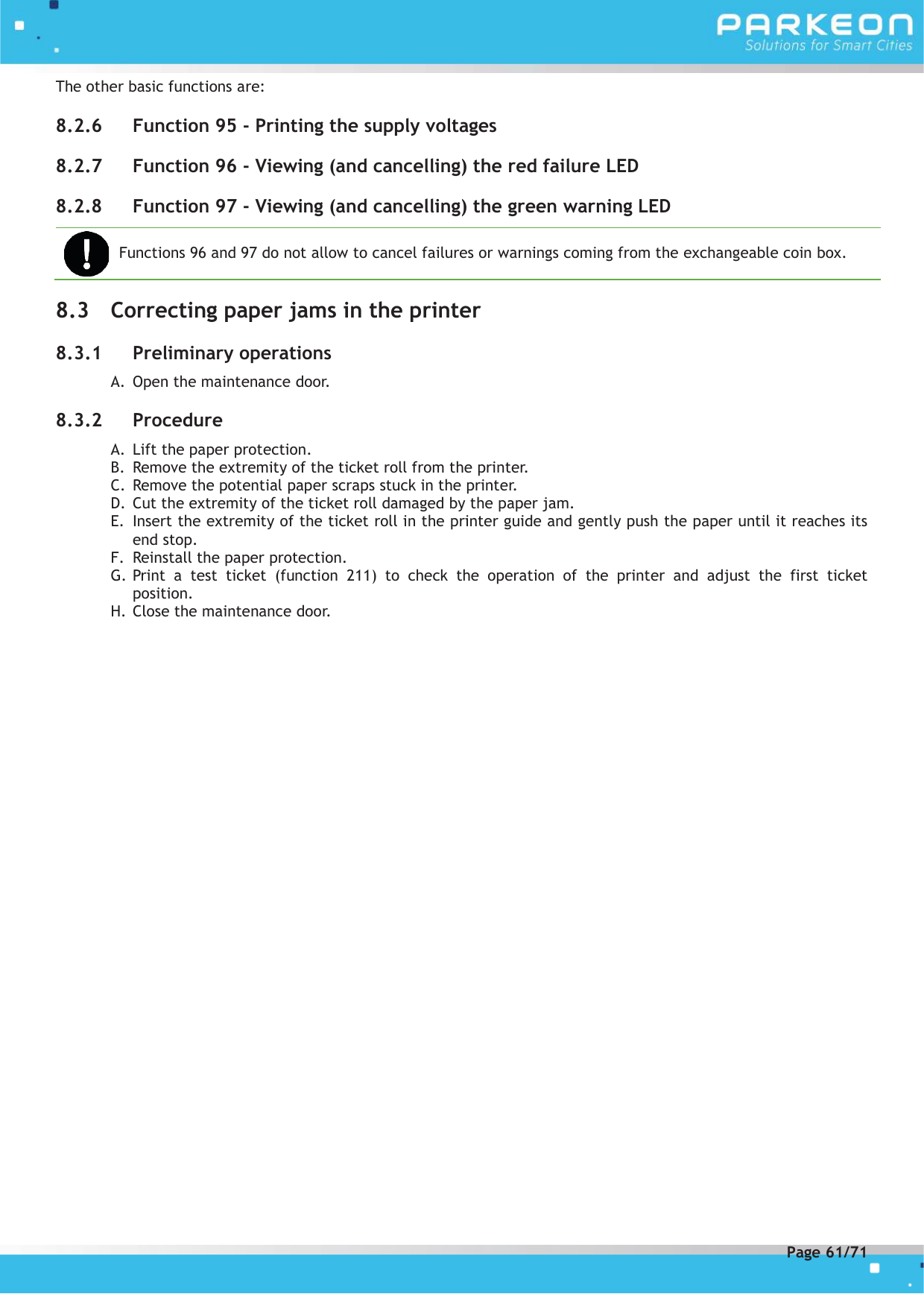 Page 61 of FLOWBIRD SDA-STRADAPAL Pay and display machine with RFID reader User Manual 504022254 1 MEX StradaPAL En