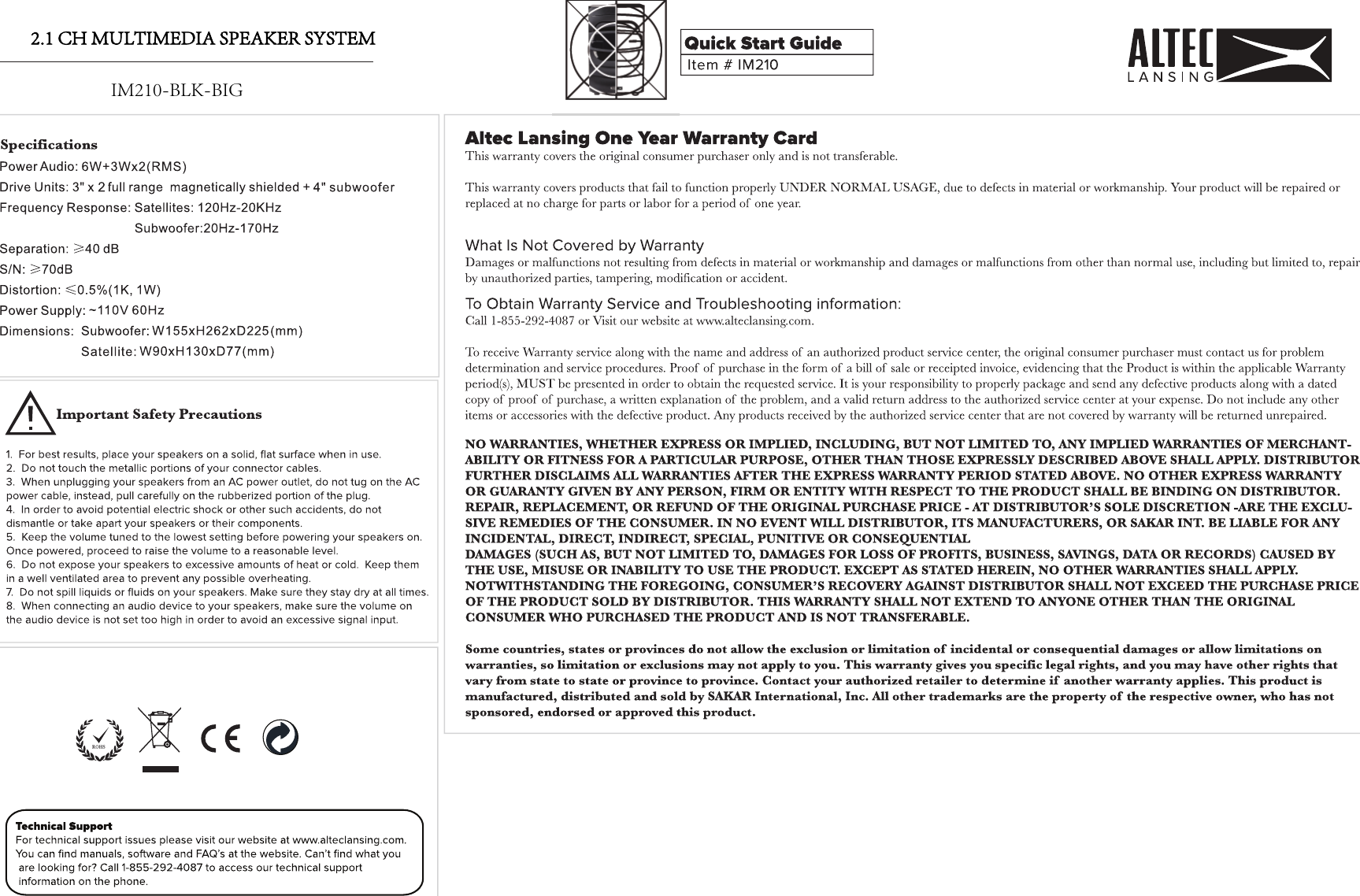 2.1 CH MULTIMEDIA SPEAKER SYSTEMIM210-BLK-BIG