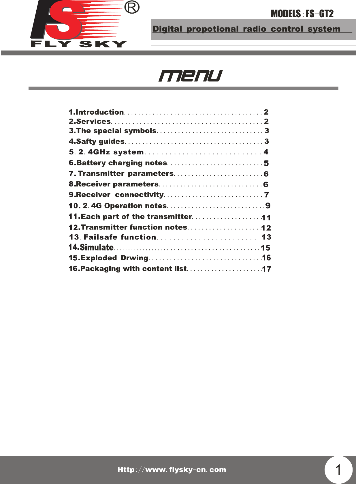 5.2.4GHz system............................413.Failsafe function........................ 13