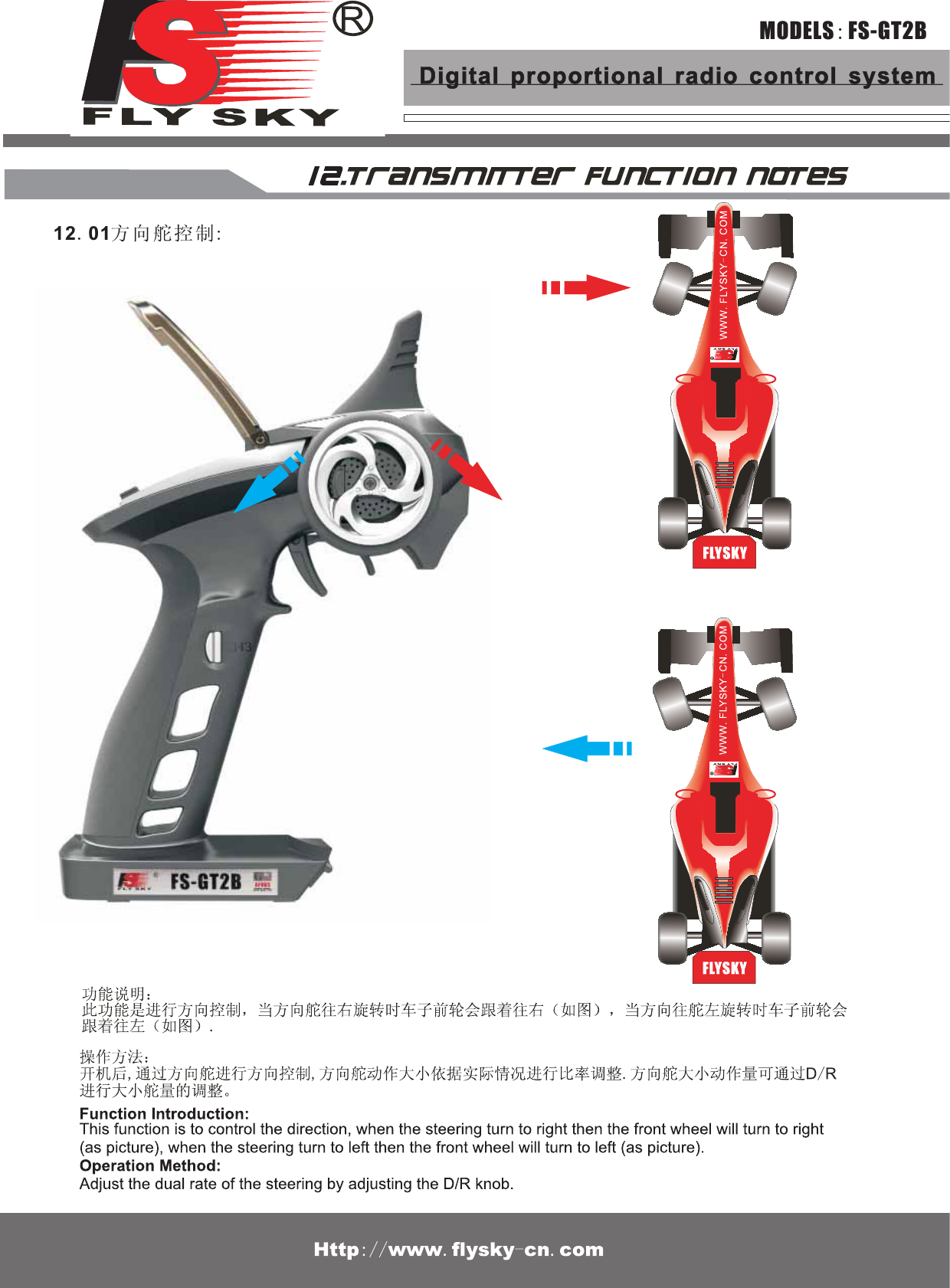 12.01方向舵控制:MODELS:FS-GT2BDigital proportional radio control system