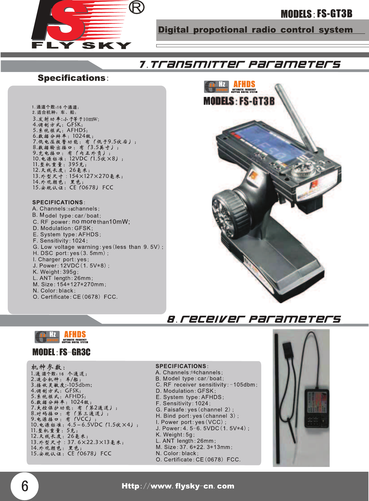 FS-GT3BFS-GT3B67.TRAN S M I T TER P ARA M E TERS8.RE CEI V ER P ARA M E TERSno more 10mW;2.适合机种： 车 、 船 ；个通道；1.通道个数：161616道个数：16