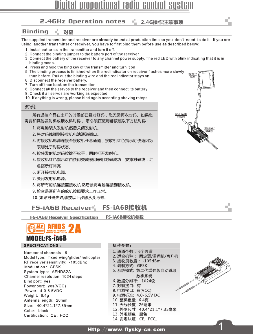 FLYSKY RC MODEL TECHNOLOGY FLYSKYIA6B 2.4 GHz 6 CHANNELS RECEIVER User