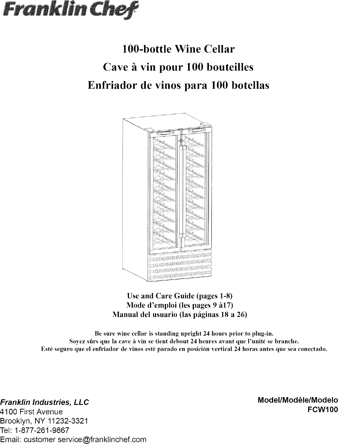 FRANKLIN CHEF Wine Cooler Manual L0608061