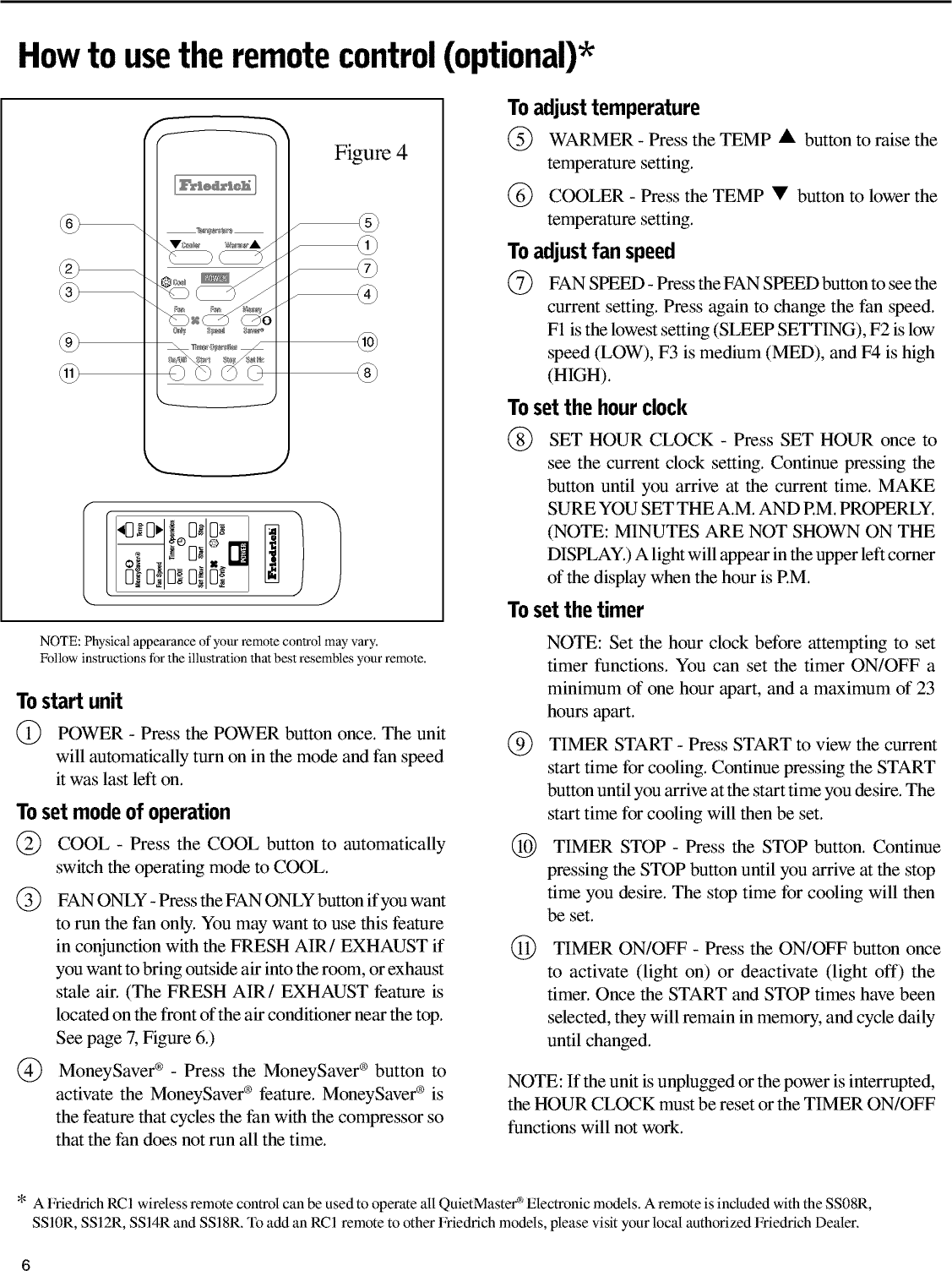 Page 6 of 10 - FRIEDRICH  Air Conditioner Room (42) Manual L0404286