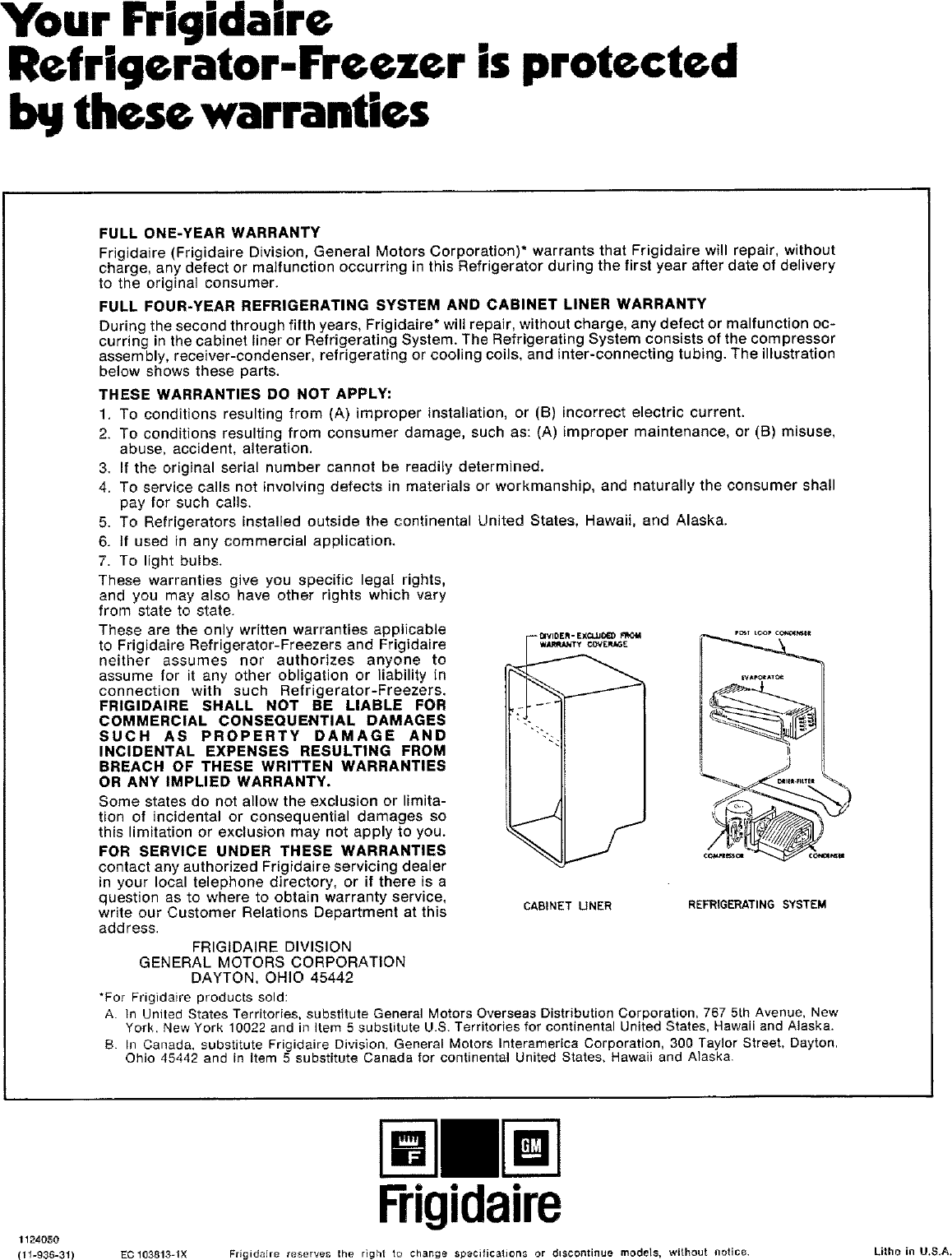 Page 8 of 8 - FRIGIDAIRE  Top Mount Refrigerator Manual L0504380