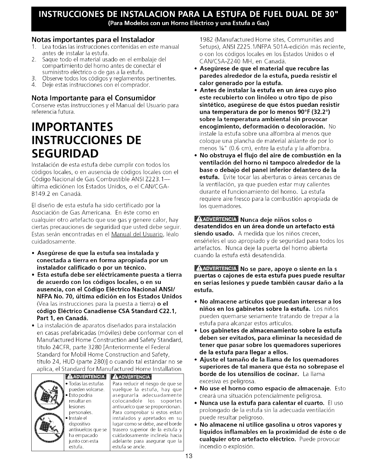 FRIGIDAIRE In Range, Electric/Gas Manual L0504517