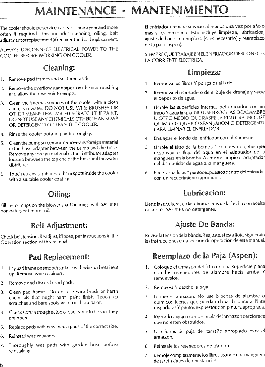 Page 6 of 8 - FRIGIKING  Evaporative Cooler Manual L0812573