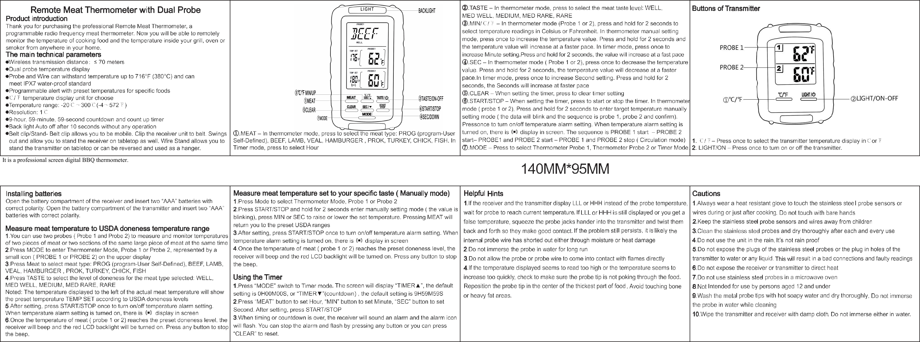 It is a professional screen digital BBQ thermometer.