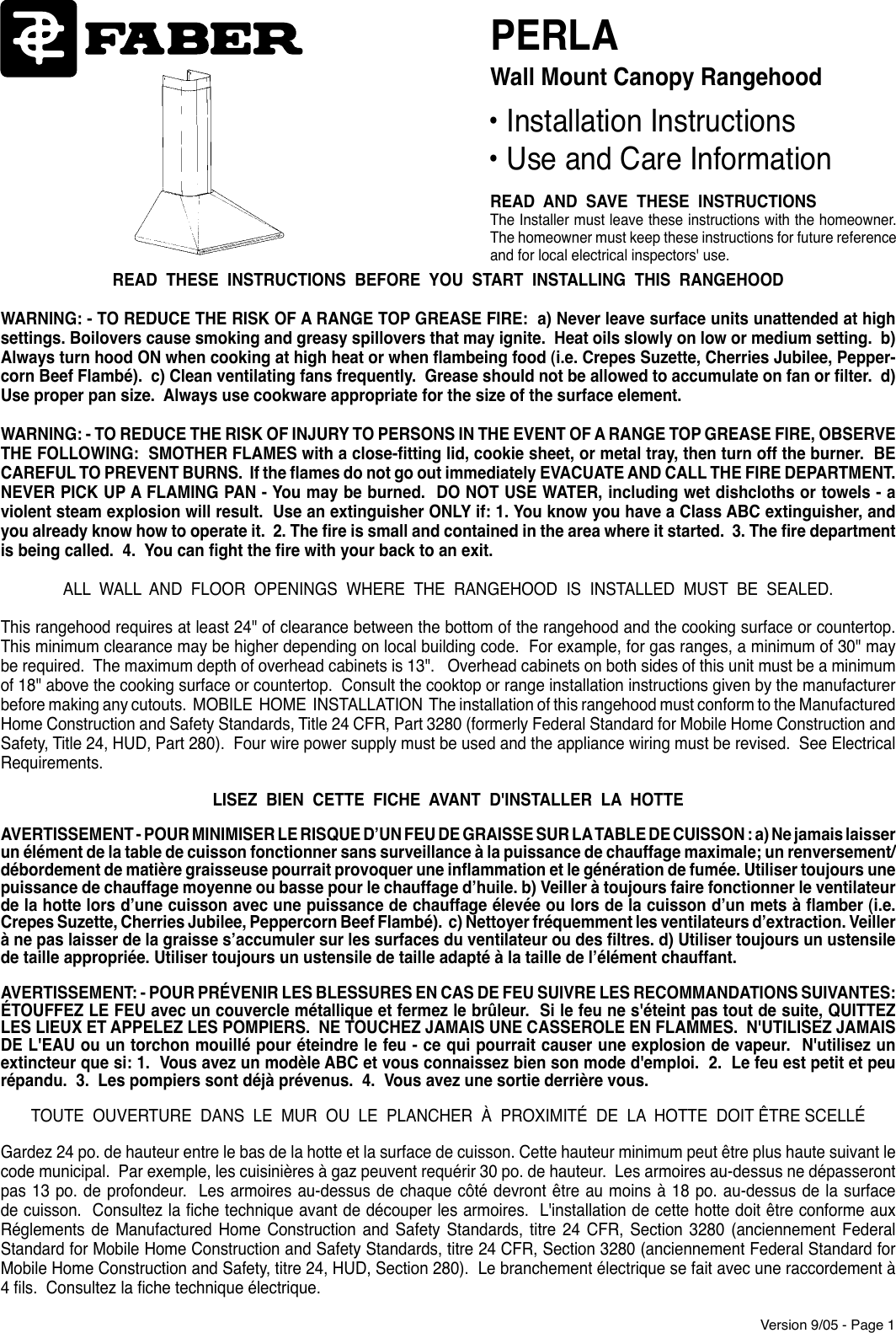 Page 1 of 12 - Faber Faber-Perla-Users-Manual- Perlainstall  Faber-perla-users-manual