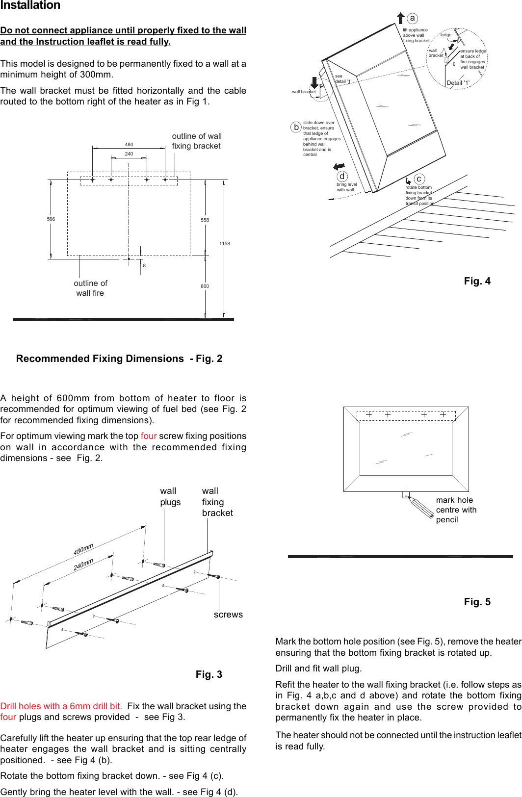 Page 2 of 8 - Faber SP4 Dimplex Xpressions SP1 Wall Fire Instructions - Issue 0 User Manual To The 246f3f36-cbb6-45ae-9a0f-51b736e5d642
