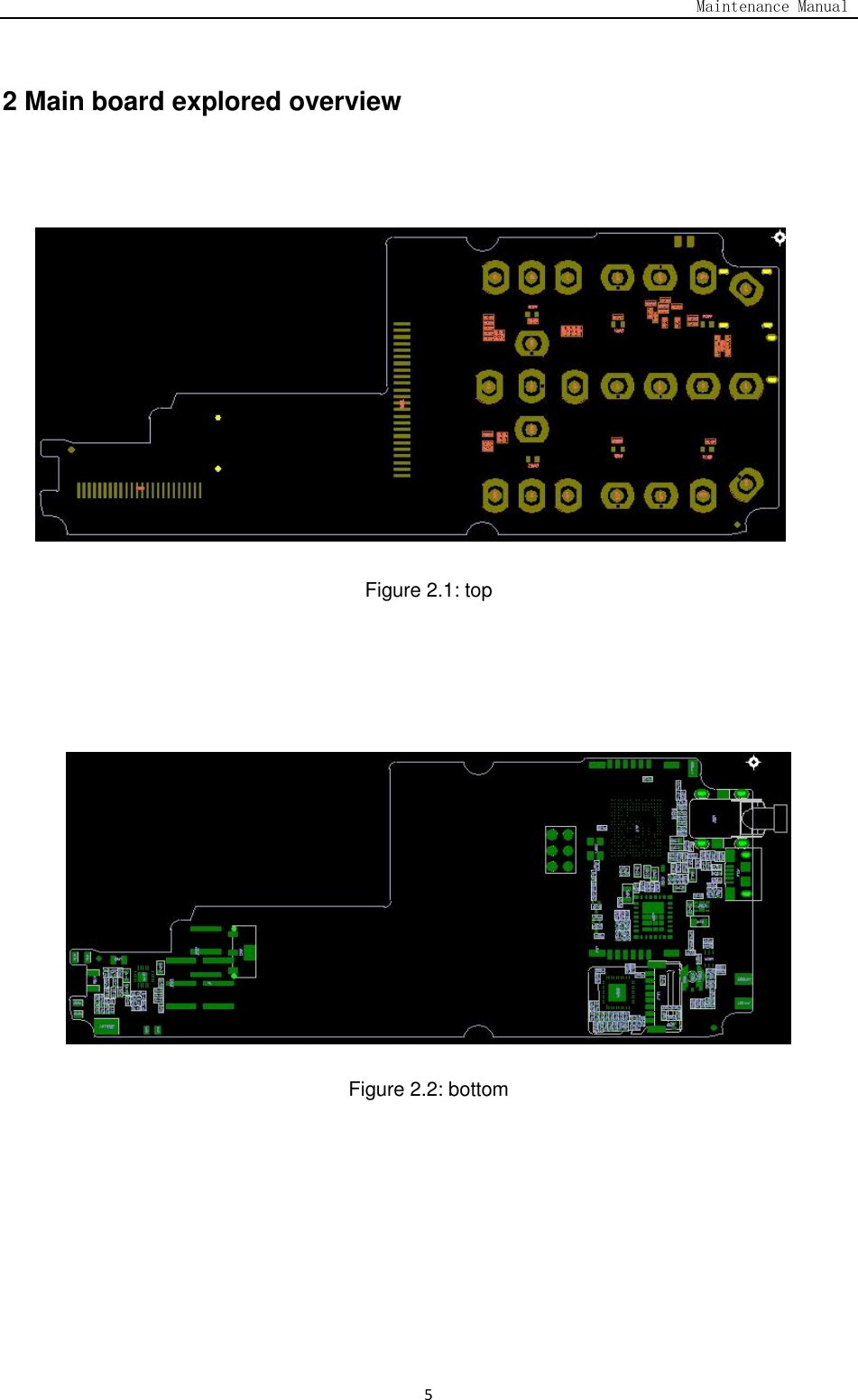                                                                                  Maintenance Manual  5 2 Main board explored overview      Figure 2.1: top        Figure 2.2: bottom  