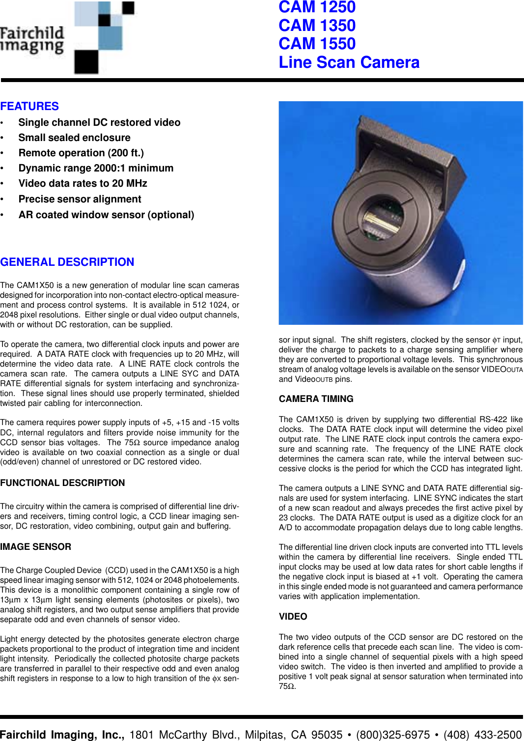 Page 1 of 4 - Fairchild Fairchild-Cam-1250-Users-Manual-  Fairchild-cam-1250-users-manual