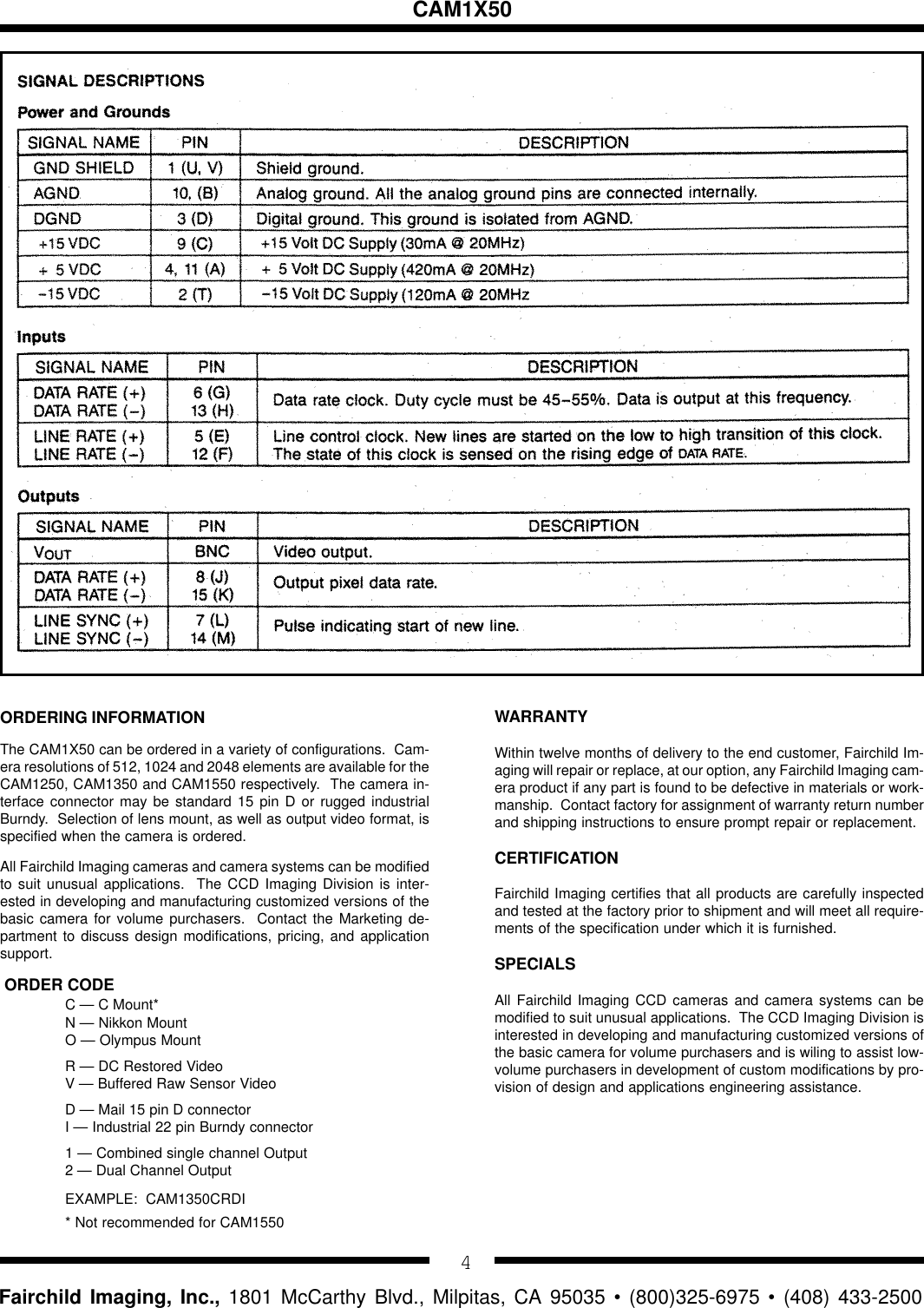 Page 4 of 4 - Fairchild Fairchild-Cam-1250-Users-Manual-  Fairchild-cam-1250-users-manual
