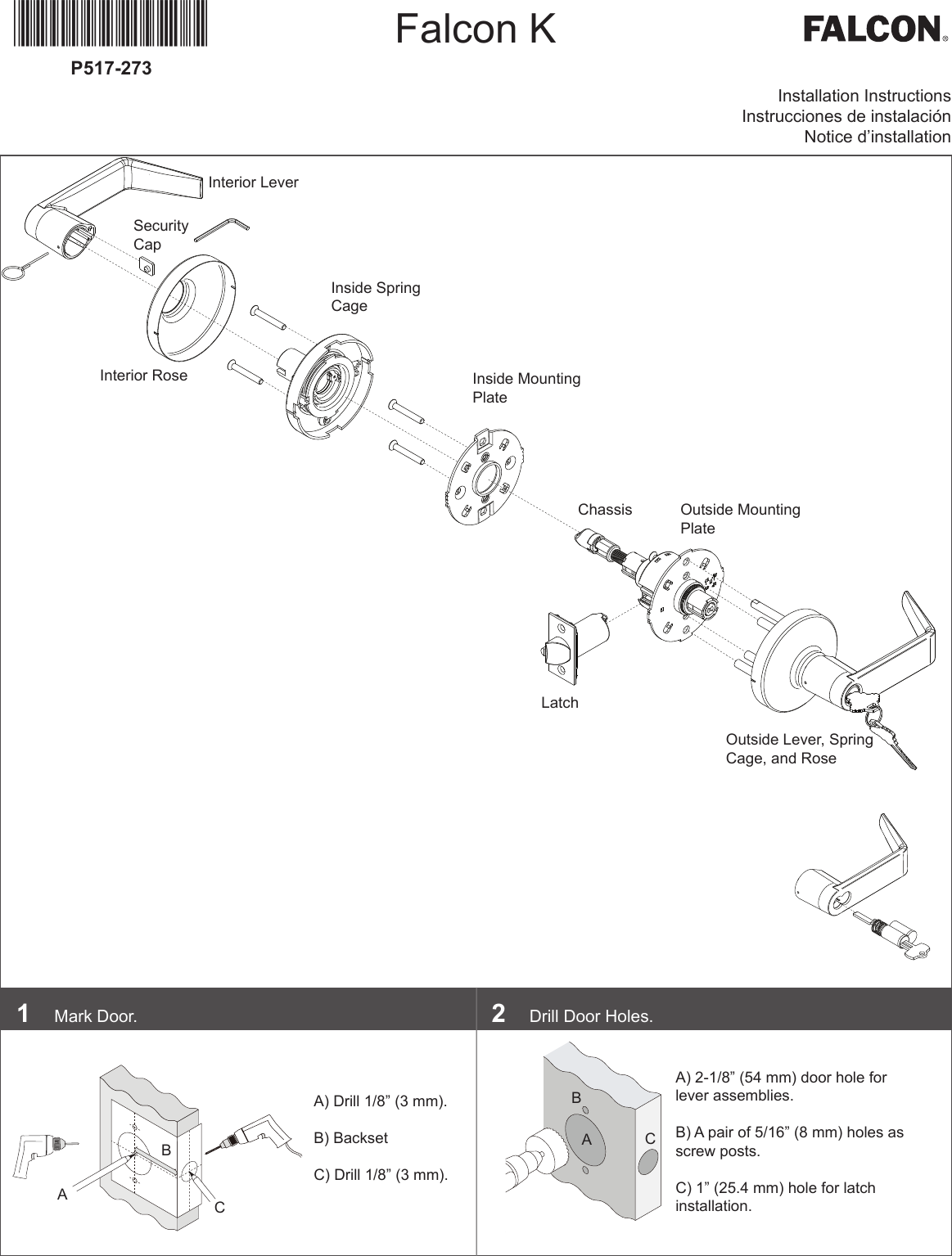 Page 1 of 10 - Falcon K-Series Lever Installation Instructions 110973