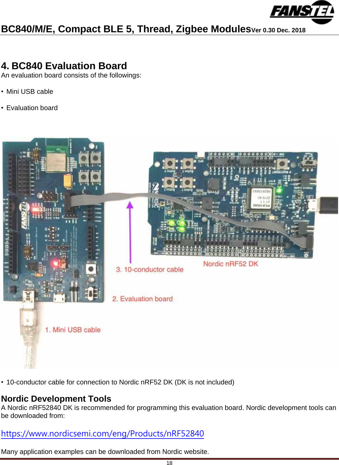 Page 18 of Fanstel Taipei BC840M Bluetooth 5.0 Module User Manual 