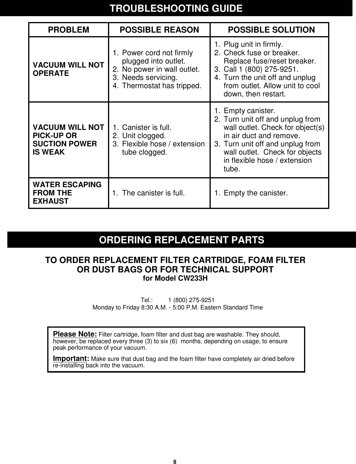 Page 10 of 11 - Fantom-Vacuum Fantom-Vacuum-Cw233H-Users-Manual-  1 Fantom-vacuum-cw233h-users-manual