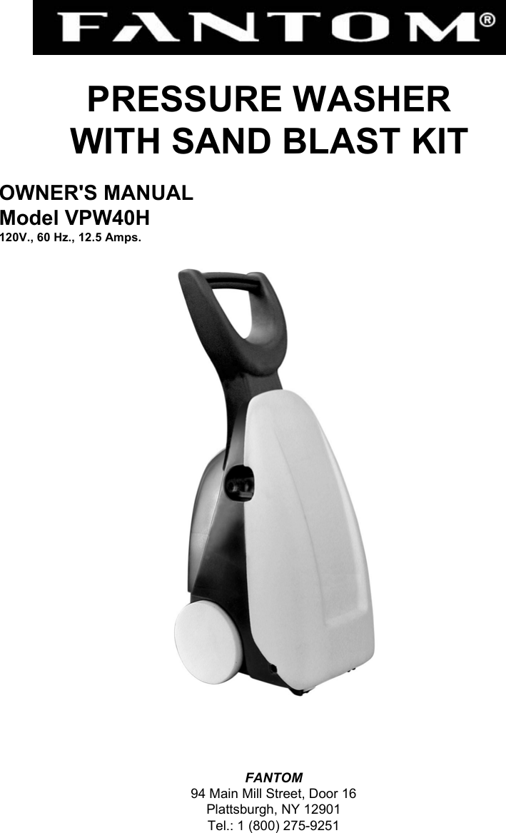 Fantom Vacuum Vpw40H Users Manual 1
