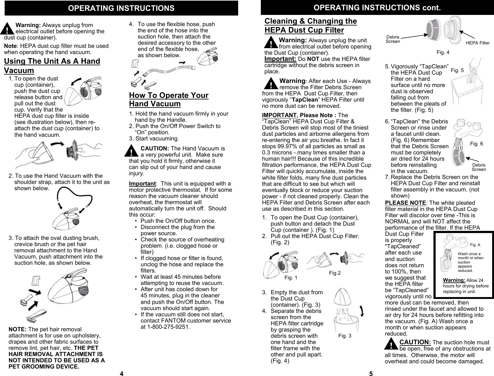 Fantom Vacuum Fm405 Users Manual 1