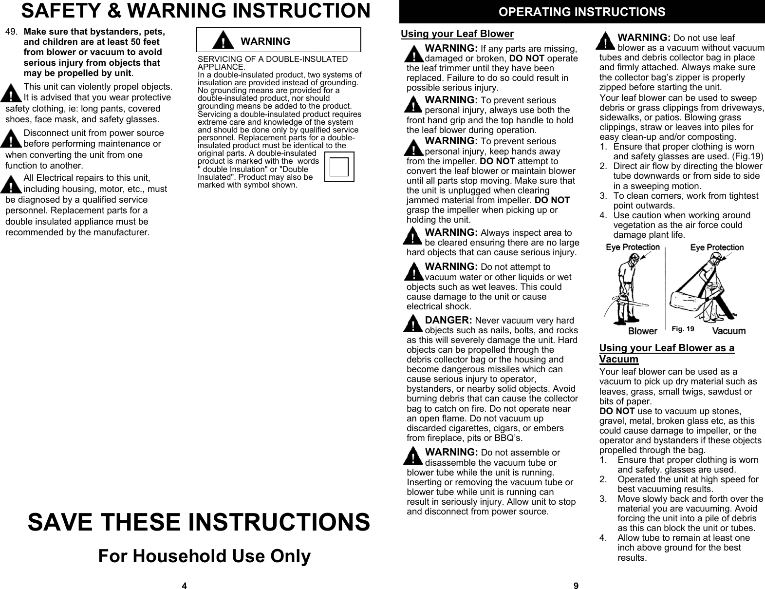 Fantom Vacuum Pt199H Users Manual 1