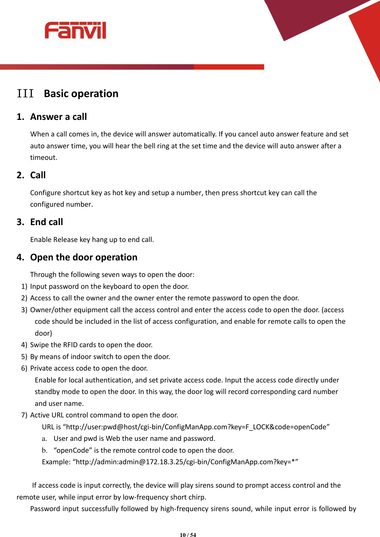 Page 10 of Fanvil Technology I31S SIP DoorPhone User Manual 15 i31S UserMan i31S