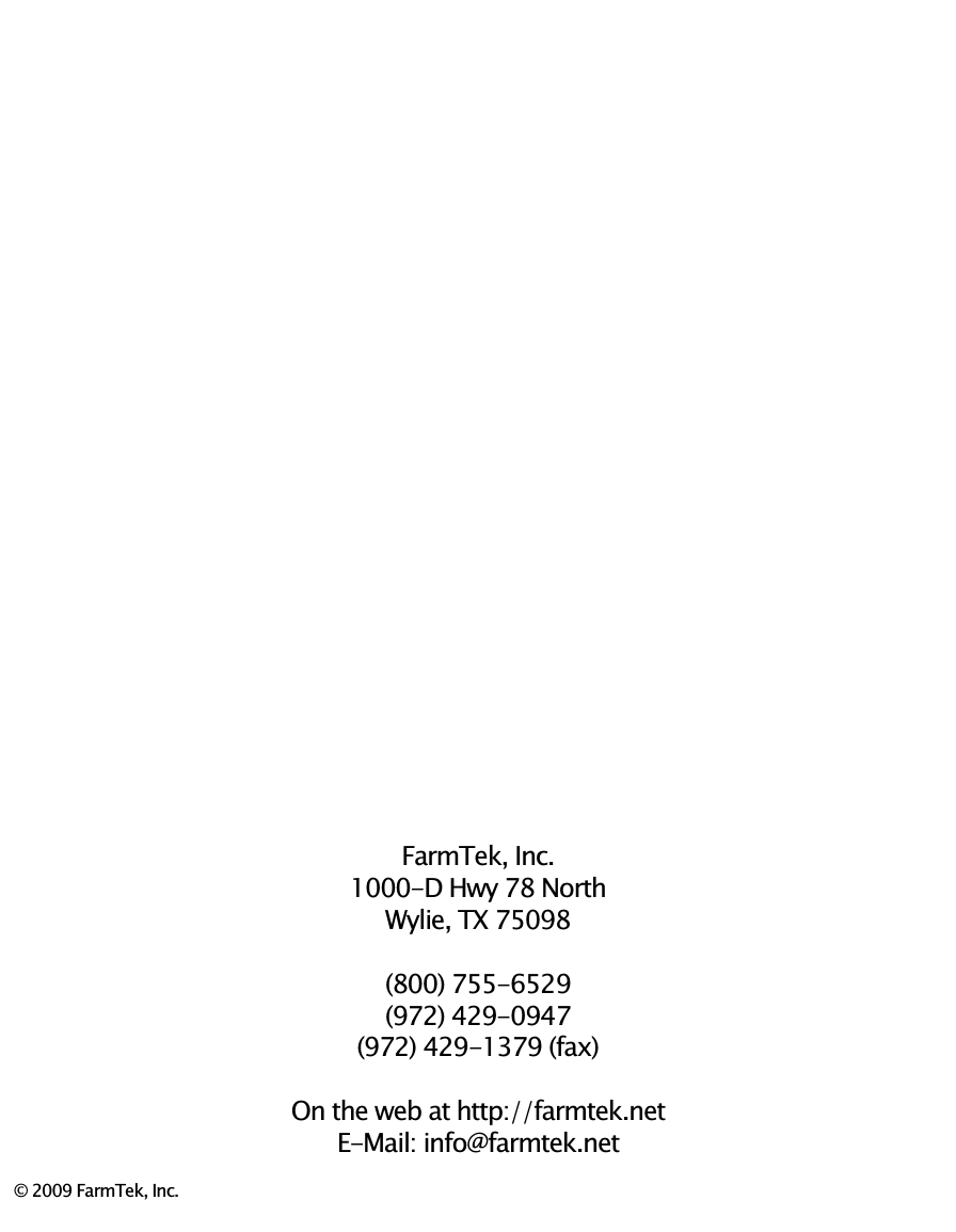 )DUP7HN ,QF' +Z\  1RUWK:\OLH 7;     ID[2Q WKH ZHE DW KWWSIDUPWHNQHW(0DLO LQIR#IDUPWHNQHW)DUP7HN,QF