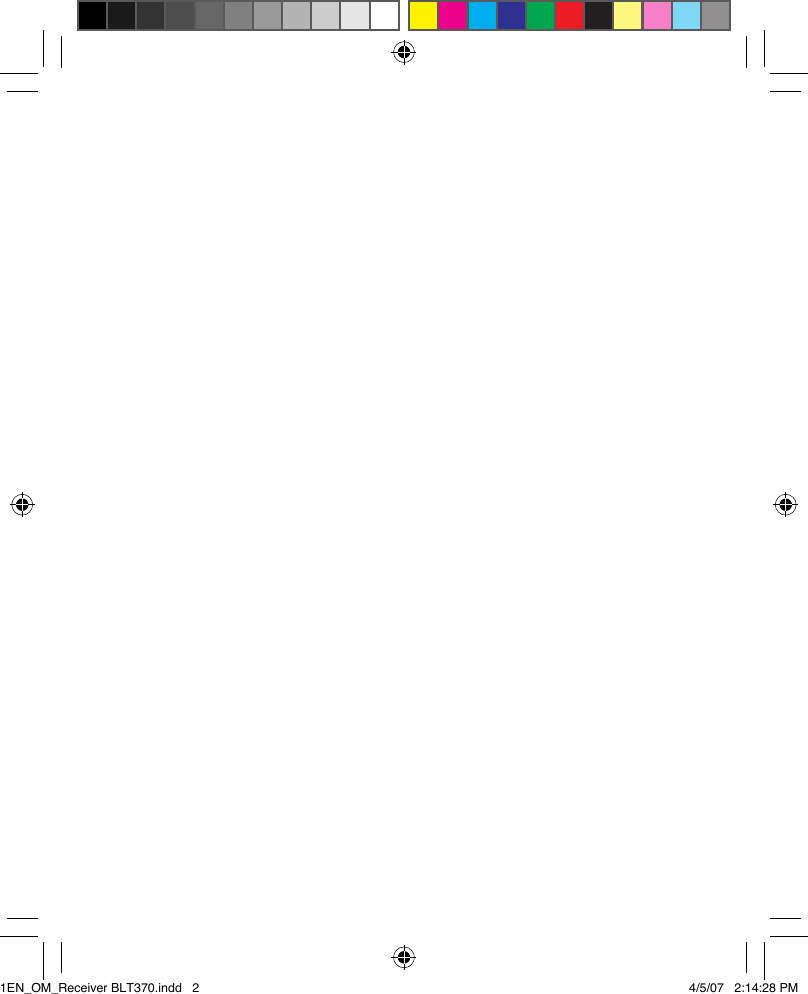 1EN_OM_Receiver BLT370.indd   2 4/5/07   2:14:28 PM