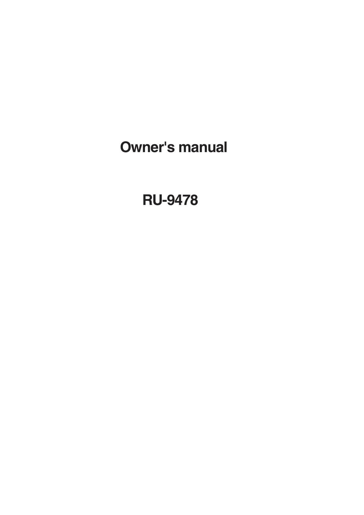 Owner&apos;s manual      RU-9478