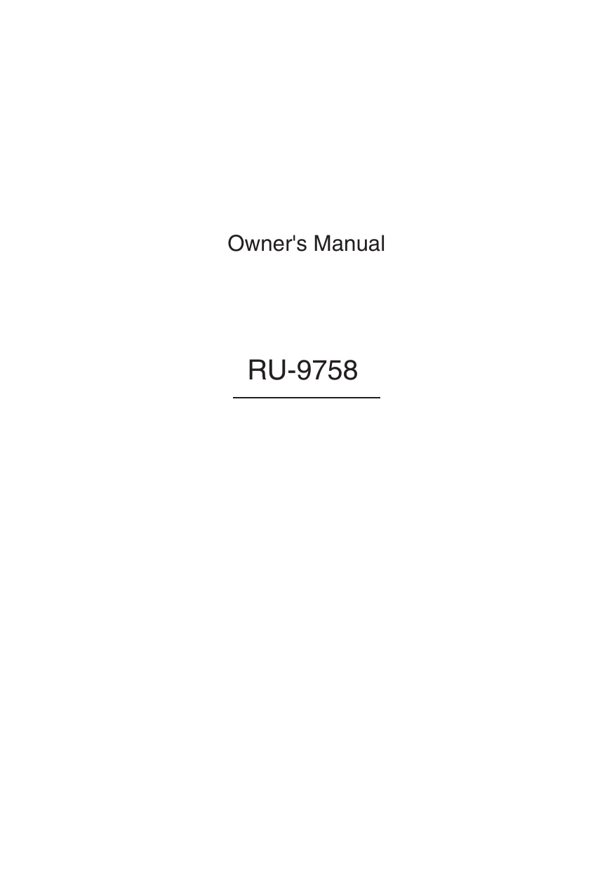 Owner&apos;s Manual RU-9758