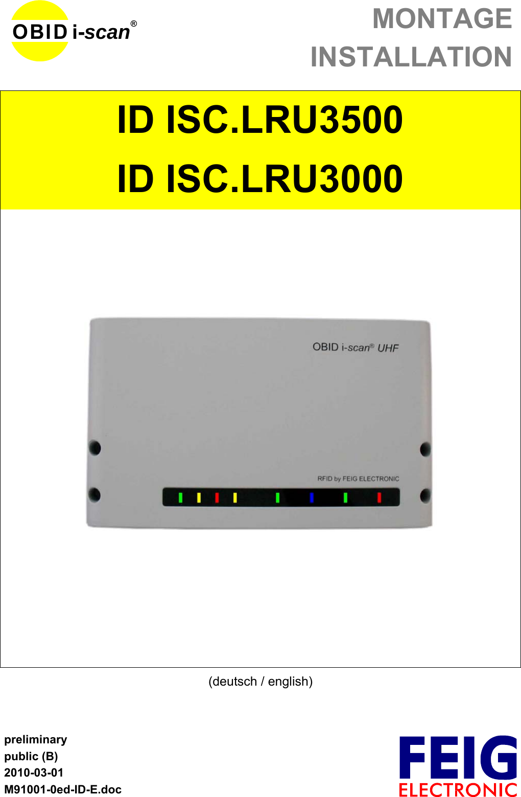 Feig Electronic LRU3000 RFID Reader User Manual LRU3000 Manual