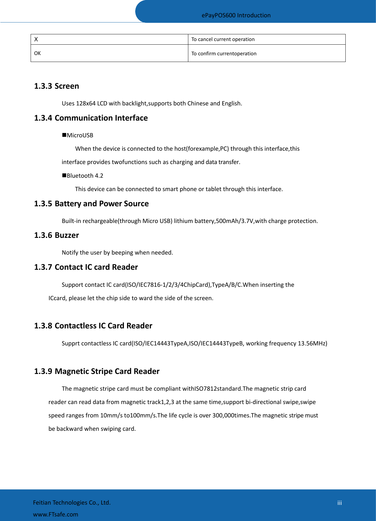 Page 5 of Feitian Technologies FTS03 ePayPOS600 User Manual ePayPOS600 Introduction