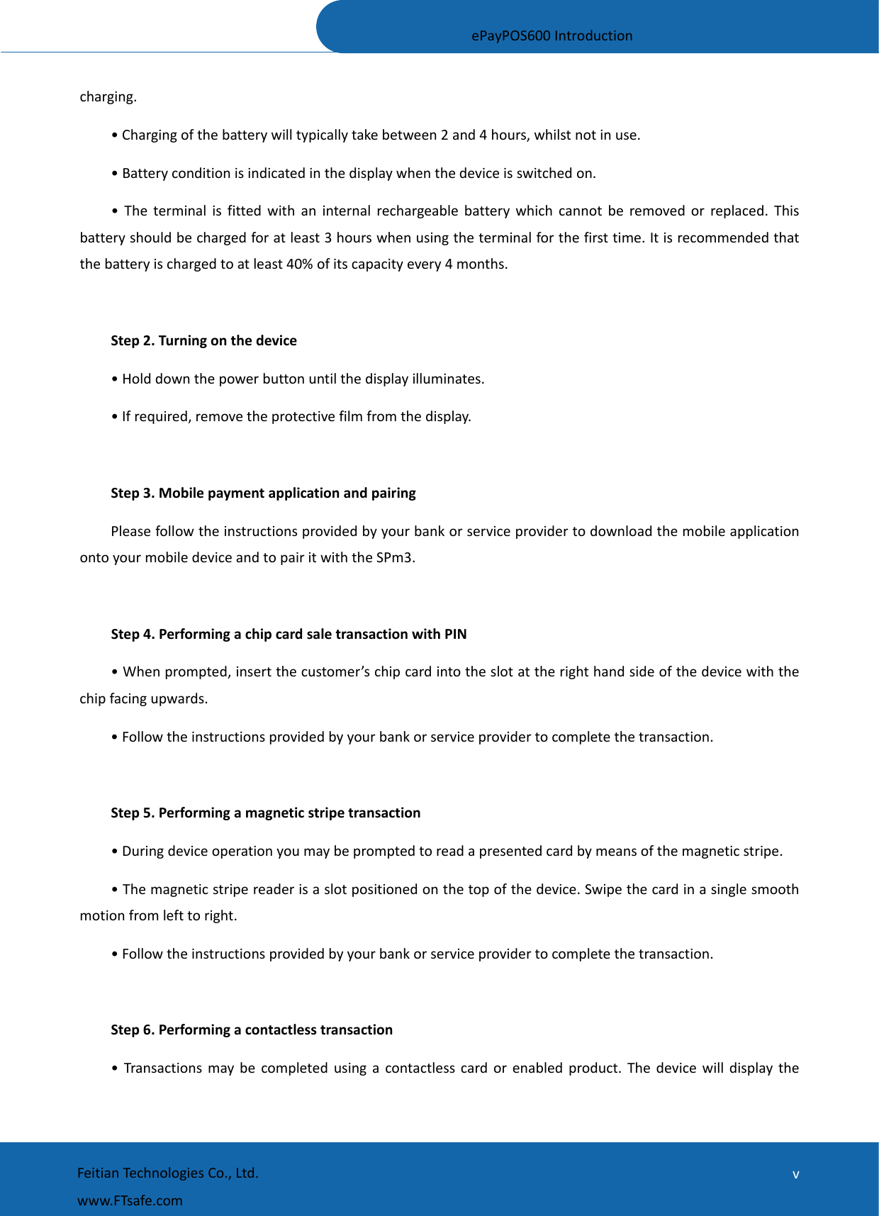 Page 7 of Feitian Technologies FTS03 ePayPOS600 User Manual ePayPOS600 Introduction