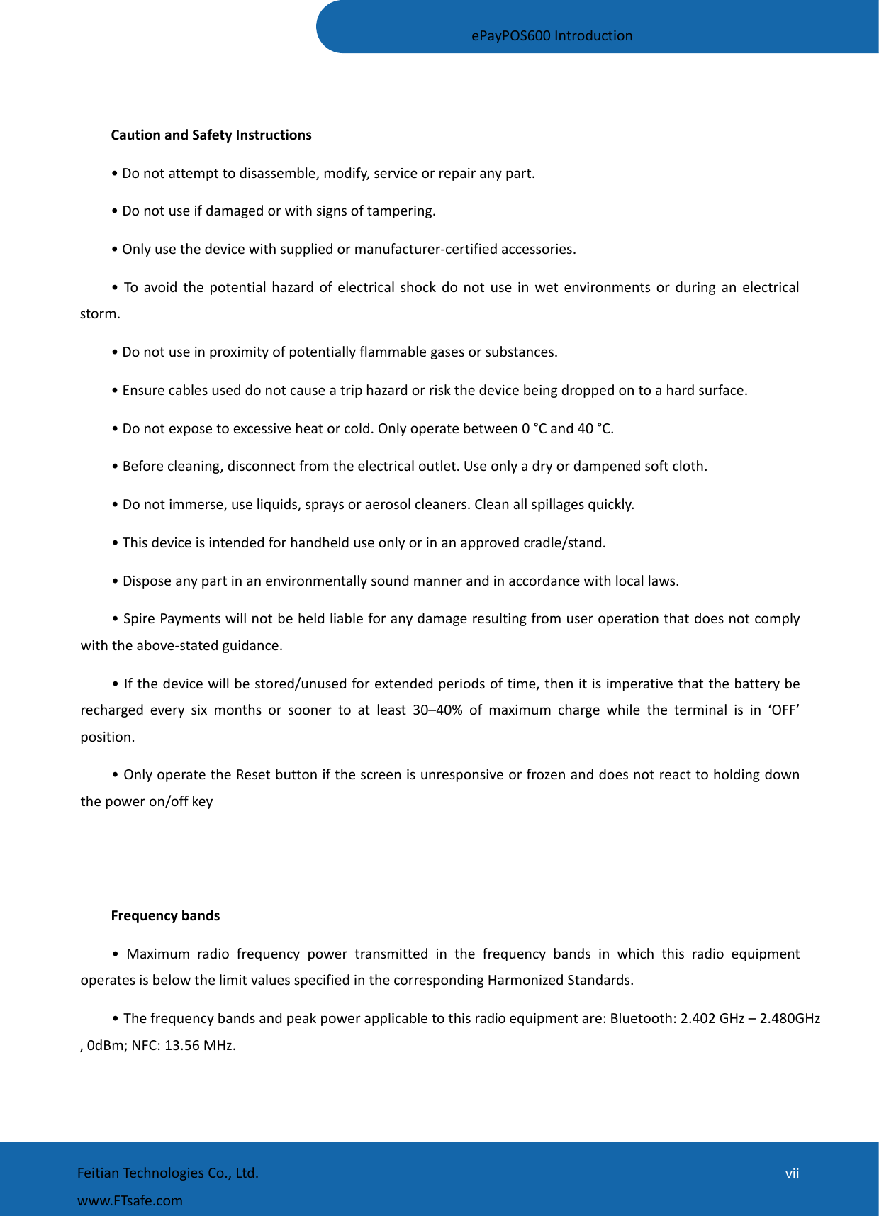 Page 9 of Feitian Technologies FTS03 ePayPOS600 User Manual ePayPOS600 Introduction