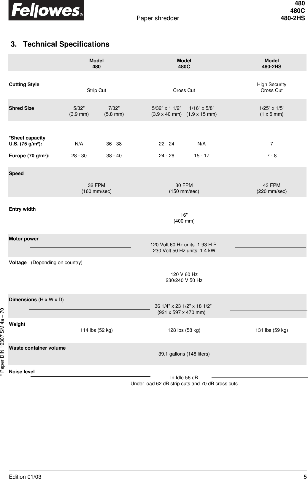 Page 5 of 8 - Fellowes Fellowes-480-2Hs-Users-Manual- PS480 0103  Fellowes-480-2hs-users-manual