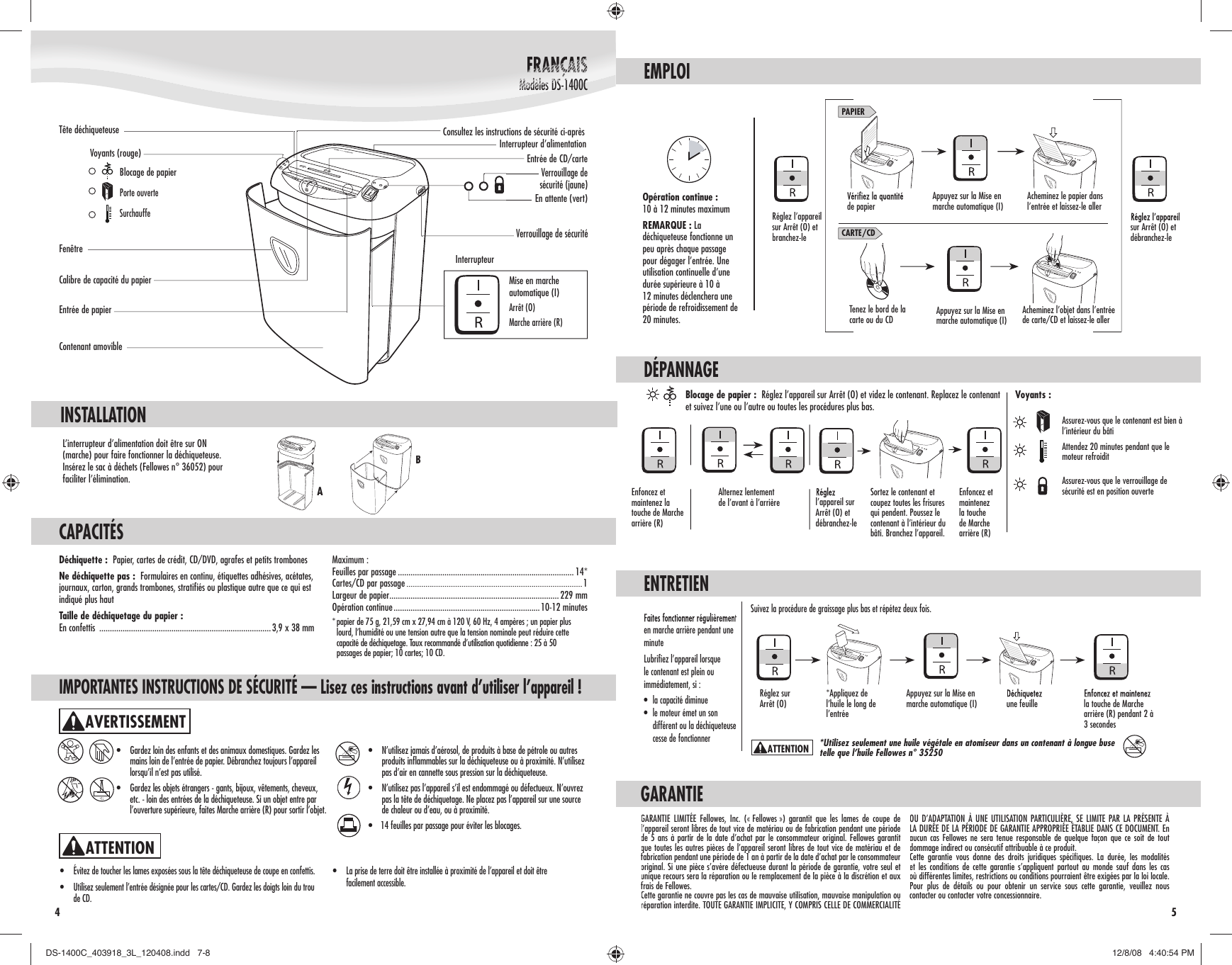 Page 4 of 4 - Fellowes Fellowes-Ds-1400C-Users-Manual- DS-1400C_403918_3L_120408  Fellowes-ds-1400c-users-manual