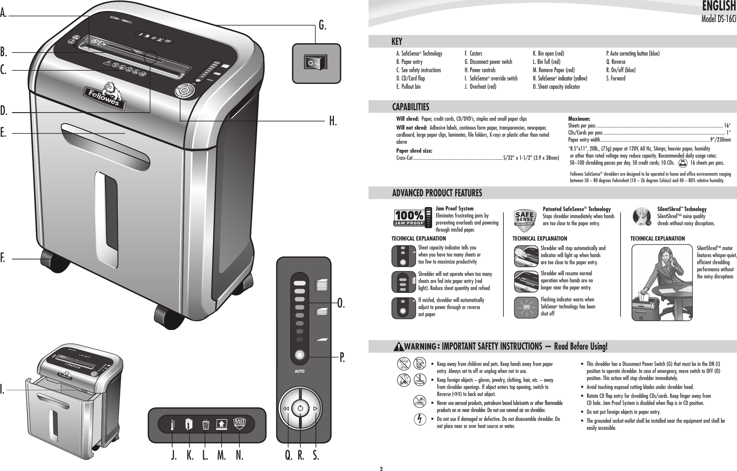 Page 3 of 5 - Fellowes Fellowes-Ds-16Ci-Users-Manual- DS-16Ci_403484_ENG_WEB_090208  Fellowes-ds-16ci-users-manual