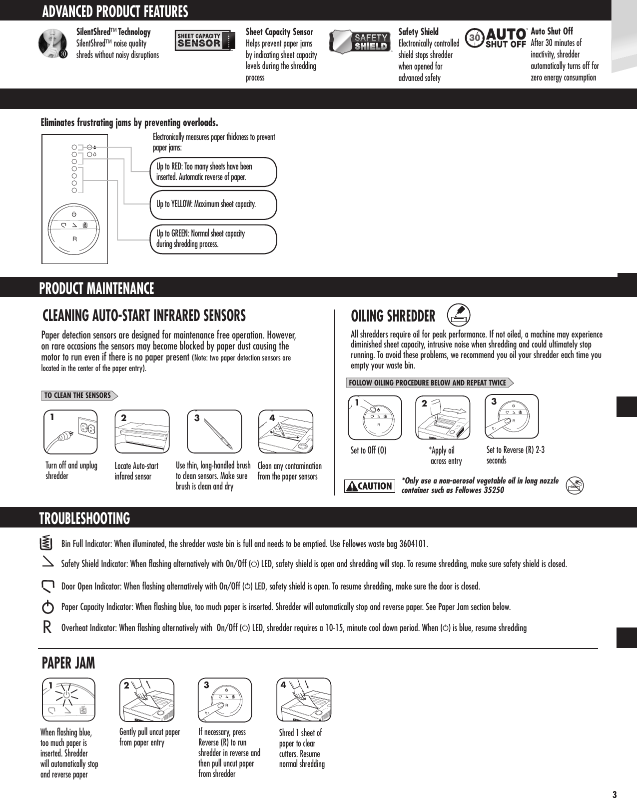 Page 3 of 8 - Fellowes Fellowes-Fortishred-4250S-Strip-Cut-Shredder-Users-Manual-  Fellowes-fortishred-4250s-strip-cut-shredder-users-manual